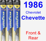Front & Rear Wiper Blade Pack for 1986 Chevrolet Chevette - Hybrid
