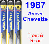 Front & Rear Wiper Blade Pack for 1987 Chevrolet Chevette - Hybrid
