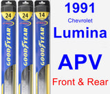 Front & Rear Wiper Blade Pack for 1991 Chevrolet Lumina APV - Hybrid