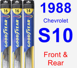 Front & Rear Wiper Blade Pack for 1988 Chevrolet S10 - Hybrid
