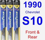 Front & Rear Wiper Blade Pack for 1990 Chevrolet S10 - Hybrid