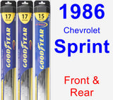 Front & Rear Wiper Blade Pack for 1986 Chevrolet Sprint - Hybrid