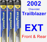 Front & Rear Wiper Blade Pack for 2002 Chevrolet Trailblazer EXT - Hybrid