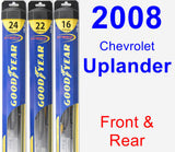 Front & Rear Wiper Blade Pack for 2008 Chevrolet Uplander - Hybrid