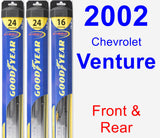 Front & Rear Wiper Blade Pack for 2002 Chevrolet Venture - Hybrid