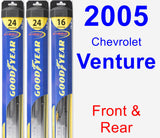 Front & Rear Wiper Blade Pack for 2005 Chevrolet Venture - Hybrid
