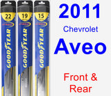Front & Rear Wiper Blade Pack for 2011 Chevrolet Aveo - Hybrid