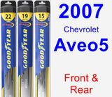 Front & Rear Wiper Blade Pack for 2007 Chevrolet Aveo5 - Hybrid