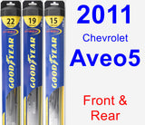 Front & Rear Wiper Blade Pack for 2011 Chevrolet Aveo5 - Hybrid