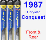 Front & Rear Wiper Blade Pack for 1987 Chrysler Conquest - Hybrid