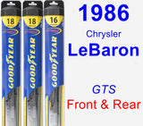 Front & Rear Wiper Blade Pack for 1986 Chrysler LeBaron - Hybrid