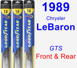 Front & Rear Wiper Blade Pack for 1989 Chrysler LeBaron - Hybrid