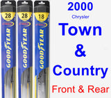 Front & Rear Wiper Blade Pack for 2000 Chrysler Town & Country - Hybrid