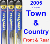 Front & Rear Wiper Blade Pack for 2005 Chrysler Town & Country - Hybrid