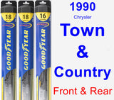 Front & Rear Wiper Blade Pack for 1990 Chrysler Town & Country - Hybrid