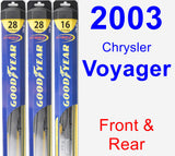 Front & Rear Wiper Blade Pack for 2003 Chrysler Voyager - Hybrid