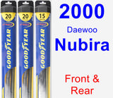 Front & Rear Wiper Blade Pack for 2000 Daewoo Nubira - Hybrid