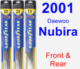 Front & Rear Wiper Blade Pack for 2001 Daewoo Nubira - Hybrid