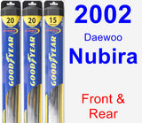 Front & Rear Wiper Blade Pack for 2002 Daewoo Nubira - Hybrid