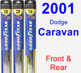 Front & Rear Wiper Blade Pack for 2001 Dodge Caravan - Hybrid
