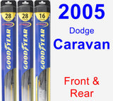 Front & Rear Wiper Blade Pack for 2005 Dodge Caravan - Hybrid
