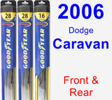 Front & Rear Wiper Blade Pack for 2006 Dodge Caravan - Hybrid
