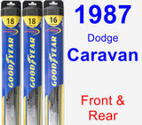 Front & Rear Wiper Blade Pack for 1987 Dodge Caravan - Hybrid