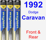 Front & Rear Wiper Blade Pack for 1992 Dodge Caravan - Hybrid