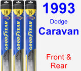 Front & Rear Wiper Blade Pack for 1993 Dodge Caravan - Hybrid