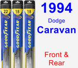 Front & Rear Wiper Blade Pack for 1994 Dodge Caravan - Hybrid