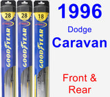 Front & Rear Wiper Blade Pack for 1996 Dodge Caravan - Hybrid