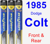 Front & Rear Wiper Blade Pack for 1985 Dodge Colt - Hybrid