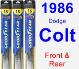 Front & Rear Wiper Blade Pack for 1986 Dodge Colt - Hybrid