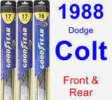 Front & Rear Wiper Blade Pack for 1988 Dodge Colt - Hybrid