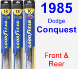 Front & Rear Wiper Blade Pack for 1985 Dodge Conquest - Hybrid