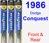 Front & Rear Wiper Blade Pack for 1986 Dodge Conquest - Hybrid