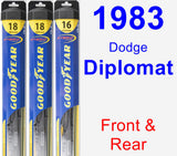 Front & Rear Wiper Blade Pack for 1983 Dodge Diplomat - Hybrid