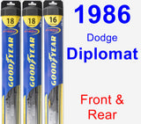 Front & Rear Wiper Blade Pack for 1986 Dodge Diplomat - Hybrid