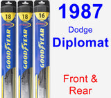 Front & Rear Wiper Blade Pack for 1987 Dodge Diplomat - Hybrid