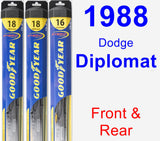 Front & Rear Wiper Blade Pack for 1988 Dodge Diplomat - Hybrid