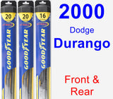 Front & Rear Wiper Blade Pack for 2000 Dodge Durango - Hybrid
