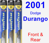 Front & Rear Wiper Blade Pack for 2001 Dodge Durango - Hybrid