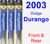 Front & Rear Wiper Blade Pack for 2003 Dodge Durango - Hybrid
