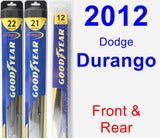 Front & Rear Wiper Blade Pack for 2012 Dodge Durango - Hybrid