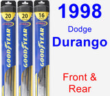 Front & Rear Wiper Blade Pack for 1998 Dodge Durango - Hybrid