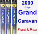 Front & Rear Wiper Blade Pack for 2000 Dodge Grand Caravan - Hybrid