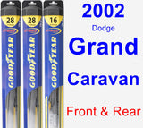 Front & Rear Wiper Blade Pack for 2002 Dodge Grand Caravan - Hybrid