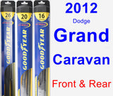 Front & Rear Wiper Blade Pack for 2012 Dodge Grand Caravan - Hybrid