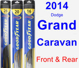 Front & Rear Wiper Blade Pack for 2014 Dodge Grand Caravan - Hybrid