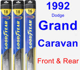 Front & Rear Wiper Blade Pack for 1992 Dodge Grand Caravan - Hybrid